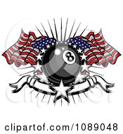 Poster, Art Print Of Patriotic Eight Ball With Stars A Banner And American Flags