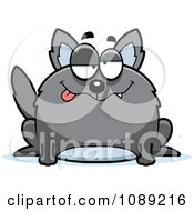 Clipart Chubby Drunk Gray Wolf Royalty Free Vector Illustration