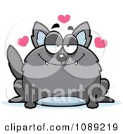 Clipart Chubby Infatuated Gray Wolf Royalty Free Vector Illustration