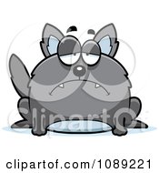 Clipart Chubby Sad Gray Wolf Royalty Free Vector Illustration