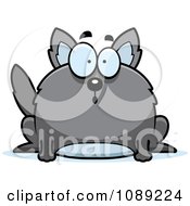 Clipart Chubby Surprised Gray Wolf Royalty Free Vector Illustration