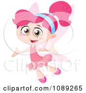Clipart Joyful Pink Fairy Flying Royalty Free Vector Illustration