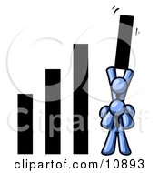 A Blue Man On Another Mans Shoulders Holding Up A Bar In A Graph Clipart Illustration