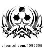 Clipart Black And White Soccer Ball With Stars Royalty Free Vector Illustration by Chromaco