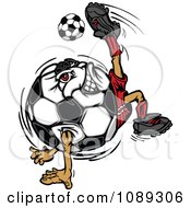 Poster, Art Print Of Soccer Ball Mascot Kicking