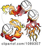 Three Flaming Volleyballs