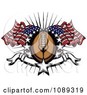 American Football With Stars And American Flags