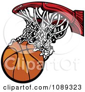 Basketball Falling Through A Net