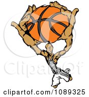 Poster, Art Print Of Basketball Player Athlete Slam Dunking A Ball