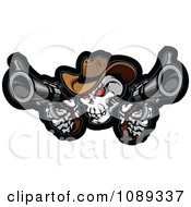 Clipart Demonic Cowboy Skull Shooting Pistols Royalty Free Vector Illustration by Chromaco #COLLC1089337-0173