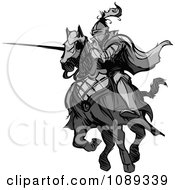 Poster, Art Print Of Grayscale Knight Pointing His Lance
