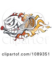 Clipart Flaming Lacrosse Ball Mascot Royalty Free Vector Illustration