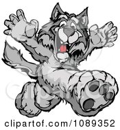 Poster, Art Print Of Happy Wolf Mascot Running Upright