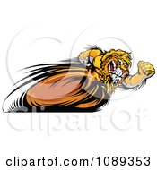 Poster, Art Print Of Fast Lion Mascot Running Upright