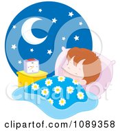 Clipart Boy Sleeping At Night Royalty Free Vector Illustration by Alex Bannykh