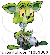 Clipart Alien Aiming A Weapon Royalty Free Vector Illustration