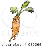 Clipart Happy Organic Carrot With Tops And Roots Royalty Free Vector Illustration