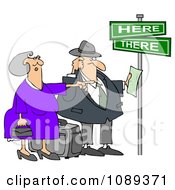 Poster, Art Print Of Lost Tourist Couple Holding Directions Under Street Signs