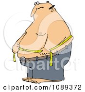 Caucasian Man Measuring His Belly Fat