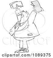 Poster, Art Print Of Outlined Business Man Holding Up Documents And Shouting