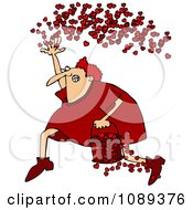 Poster, Art Print Of Cupid Running With A Bucket Of Hearts And Tossing Them In The Air