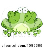 Clipart Speckled Green Toad Smiling Royalty Free Vector Illustration