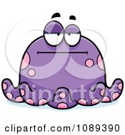 Clipart Chubby Bored Purple Octopus Royalty Free Vector Illustration by Cory Thoman