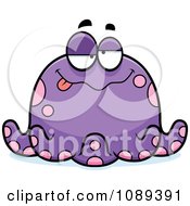 Clipart Chubby Drunk Purple Octopus Royalty Free Vector Illustration