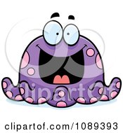 Clipart Chubby Grinning Purple Octopus Royalty Free Vector Illustration
