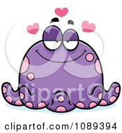 Clipart Chubby Infatuated Purple Octopus Royalty Free Vector Illustration