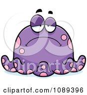 Clipart Chubby Sad Purple Octopus Royalty Free Vector Illustration