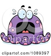 Poster, Art Print Of Chubby Scared Purple Octopus