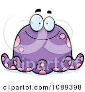 Poster, Art Print Of Chubby Smiling Purple Octopus