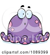 Clipart Chubby Surprised Purple Octopus Royalty Free Vector Illustration