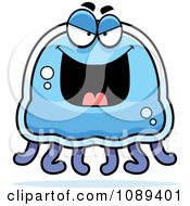 Clipart Evil Blue Jellyfish Royalty Free Vector Illustration by Cory Thoman