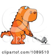 Poster, Art Print Of Golfing T Rex Holding The Club Against The Ball On The Tee