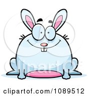 Clipart Chubby Smiling White Rabbit Royalty Free Vector Illustration