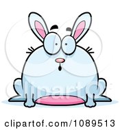 Clipart Chubby Shocked White Rabbit Royalty Free Vector Illustration