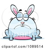 Clipart Chubby Sad White Rabbit Royalty Free Vector Illustration
