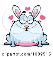 Clipart Chubby Infatuated White Rabbit Royalty Free Vector Illustration