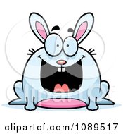 Clipart Chubby Grinning White Rabbit Royalty Free Vector Illustration