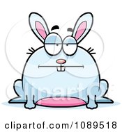 Clipart Chubby Bored White Rabbit Royalty Free Vector Illustration