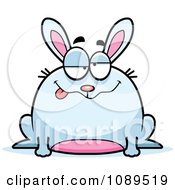 Clipart Chubby Drunk White Rabbit Royalty Free Vector Illustration