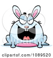 Clipart Chubby Evil White Rabbit Royalty Free Vector Illustration