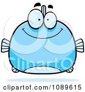 Clipart Chubby Smiling Blue Fish Royalty Free Vector Illustration