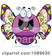 Poster, Art Print Of Chubby Grinning Purple Butterfly