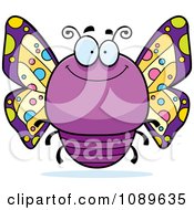 Poster, Art Print Of Chubby Smiling Purple Butterfly