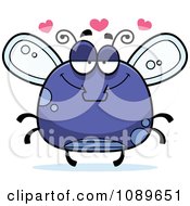 Clipart Chubby Infatuated Purple Fly Royalty Free Vector Illustration