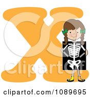 Alphabet Girl Holding An X Ray Over Letter X