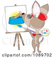 Poster, Art Print Of Artist Chihuahua Dog Painting A Biscuit In A Bowl